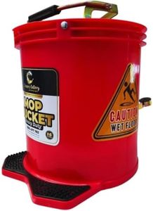 Heavy Duty Wringer Mop Bucket Set Households Commercial Cleaning Plastic Bucket Wheeler Easy Step On Button Squeeze Dirty Water 16L Wet Bucket Red Blue