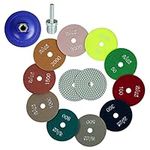 Sali 10 Pack Diamond Polishing Pads 4 Inch Wet Granite Stone Polish Pad Kit with 5/8’’-11 Backer Pad for Drill, Grinder, Polisher Polishing Pad for Concrete Marble Stone Countertop Quartz 30-3000 Grit