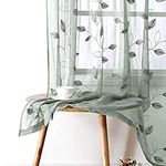 HOMEIDEAS Sage Green Sheer Curtains
