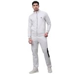 Cantabil Men Solid Full Sleeves Mock Collar Regular Fit Track Suit For Winter Wear | Casual Winter Wear Tracksuit For Men | Track Suit For Men (MTRS00024_ECRUMELANGE_XL)