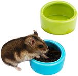 2 Pcs Ceramic Hamster Bowl, Small Animal Food Bowl and Water Dish Feeder for Hedgehog Hamster Guinea Pig Sugar Glider Rat Gerbil Mice Chinchilla (Colors May Vary)