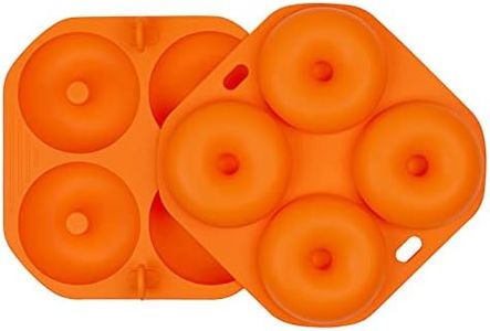 Kispog Silicone Donut Pan for Baking Orange - 2 pcs Nonstick Donut/Bagel Molds 4 Cavity 3.2 inch. Air Fryer Accessories Compatible with Instant Vortex Ninja Foodi