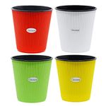 GREENON® Plant Pot 7 Inch Pack of 4 (8 Pots)| Self Watering Small Indoor Pot | Multicolour Outer Black Inner Flower Pot | UnFadable | Suitable For Tabletop, Window Mount Plants | Low Maintenance Gamla