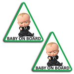 Biomar Labs® 2 x Vinyl Decals Stickers Baby On Board Green Boss Car Motorcycle Helmet B 175