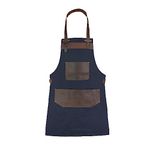 Top Grain Leather Blue Canvas Apron Butcher Apron - Cook Apron - BBQ Apron - Cooking Apron - DIY Apron - Woodwork Apron Gift for Him Gift for Her