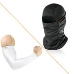 Grandpitstop Face Mask & Arm Sleeve for Bikes UV Protected Balaclava for bikers, riders, Men, Women, Ski, Running, Hiking, & Cycling Accessories protects from Wind, Sun, Dust - Black + White