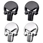 CYUaoao 4Pcs 3D Skull Punisher Vehicle Car Sticker Metal Decal Motorcycle Waterproof Decoration Cars Trucks Motorcycle Vehicle (Black & Silver)