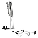 Ozeri Deluxe Milk Frother and Whisk in Stainless Steel with Stand and 4-Frothing Attachments