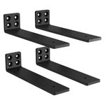 MLOQI 4 Pack Scaffold Board Shelf Brackets Heavy Duty, Black Floating Shelf Bracket, 5mm Thick Wall Brackets for Shelves up to 50 KG (25cm)