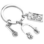 Music Key Ring with Headphones Charm Microphone Keyring Key Charms Metal Personalised Jewellery for Music Lovers Inspirational Silver