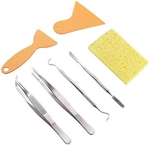 Whaline 7 Pieces Mosaic Tools, Mosaic Tweezers Tile Beginner Setwith 2 Scrapers, 2 Tweezers, 1 Double-EndedHook, 1 Spatula, 1 Sponge