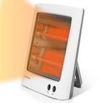 Infrared Heater, Halogen Heaters for Home Low Energy, Quartz Radiant Electric Heaters for Home Office Bedroom Living Room Garage, Overheat and Tip Over Protection, 800W with 2 Heat Settings