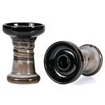 Hookah Bowl Phunnel Shisha Bowl - Kitosun Clay Hookah Head with Glaze Great for Dark Leaf Black Shisha Flavors Such as Tangiers,Lavoo,Darkside 10-13 Grams 1 Hour Smoking Session (Mercury-White&Black)