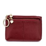 Women's Genuine Leather Key Case Coin Bag Credit Card Holder Purse, Wine red, S, Purses…