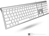 Macally Ultra Slim USB Wired Computer Keyboard - Compatible Apple Keyboard or Windows - Full Size Keyboard with 20 Mac Keyboard Keys - Low Profile Keyboard for iMac Desktop, Macbook Pro/Air