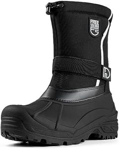FREE SOLDIER Mens Snow Boots Insulated Waterproof Hiking Winter Shoes Nonslip Outdoor Ankle Cold Weather Boots with Warm Inner(Black,10)