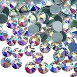 Jollin Hot Fix Crystal Flatback Rhinestones Round Diamond Glass Gems 4.8mm(SS20 1440pcs, Crystal AB)