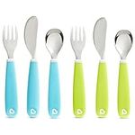 Munchkin® Splash™ Toddler Fork, Knife and Spoon Utensil Set, 6 Pack, Blue/Green