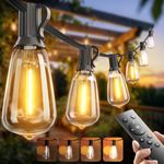 addlon 100FT(50FT*2) LED Outdoor String Lights Waterproof Patio Lights with Shatterproof ST38 Replaceable Bulbs, Dimmable Outside Hanging Light Connectable for Porch, Backyard, 2200K