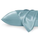 Bedsure Satin Pillowcase for Hair and Skin Queen - Grey Blue Silky Pillowcase 20x30 Inches - Set of 2 with Envelope Closure, Similar to Silk Pillow Cases, Gifts for Women Men