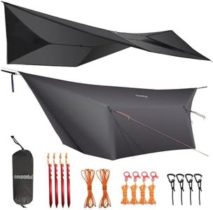 onewind 12×10 ft Hammock Tarp, Ultralight Versatile Camping Tarp Lightweight Waterproof Silnylon Hammock Rain Fly with Doors, Easy to Setup with Stuff Sack Tent Stakes, Dark Grey
