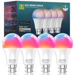 Keepsmile B22 Smart Light Bulbs, 10W WiFi Bluetooth Music Sync Color Changing RGBWW Smart Bulbs That Work with Alexa, Google Assistant & Google Home, Dimmable 800LM & 16 Million Colors LED Bulb (4)