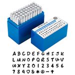 BENECREAT 42 Pack (3mm 1/8") Letter Number and Symbol Metal Stamp Set, Electroplated Matte Carbon Steel Uppercase Stamps Punch Press Tool for Imprinting Marking on Metal Wood