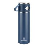 Vacuum Insulated Flask 700ml/23.6oz Stainless Steel Thermo Bottle with Cup for Coffee Water Hot and Cold Drink Flasks.(Blue,Single)