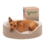 Furhaven Pet Dog Bed - Round Oval Cuddler Orthopedic Foam Nest Lounger Pet Bed for Dogs and Cats, Clay, Large, 16408033