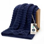 Bedsure Living Room Decor Home Navy Throw Blanket Gifts for Women Men, Soft Fluffy Fleece Cozy Fuzzy Plush Warm Minky Couch Bed Blanket, Bedroom Spring Decor Blue Gifts for Him Her, 50x60