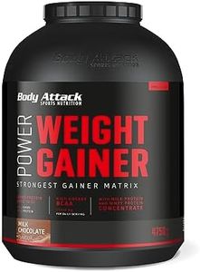 Body Attack Power Weight Gainer-aumento de peso, Chocolate con leche, 4,75 kg, 100% desarollo masa, carbohidrato-proteína en polvo para el aumento muscular con proteína de suero, ideal para Hardgainer