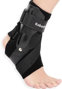 KobePro Ankle Brace with Side Stabilizers - Adjustable Ankle Support Sprained Ankle Brace for Ankle Sprained, Achilles Tendon, Plantar Fasciitis, Injury Recovery, Ankle Support for Running, Basketball, Football (Black, X-Large)