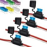 10 Gauge Fuse Holder ATC/ATO, 4 Packs In-Line Automotive Blade Fuse Holder with 24PCS Standard Car Fuses, 15A 20A 25A 30A 35A 40A Automotive Replacement Fuses