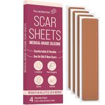 NUVADERMIS Silicone Scar Sheets - Extra Long Scar Sheets for C-Section, Tummy Tuck, Keloid, and Surgical Scars - Reusable Medical Grade Silicone Scar Sheets - Pack of 4 - Medium Tone