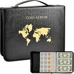 Coin Collection Book Holder Album for Collectors, 200 Pockets Coins Storage Case with 30 Money Currency Collecting Sleeves Organizer for Coin Collection Supplies, Bill Commemorative, Pennies, Quarters