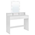 VASAGLE Vanity Desk with Mirror, Makeup Vanity Table with Lights, Adjustable Brightness, 39.4-Inch Wide Makeup Desk with 2 Drawers, 3 Storage Compartments, for Bedroom, Modern, White URDT164W02