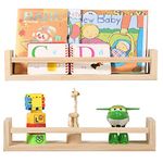 Nursery bookshelf- Set of 2- Baby floating bookshelf or Book Shelf Organizer for Kids Nursery Decor,Wall Shelves for Kitchen Spice Rack,Pine Natural Wood (nature, 16.5inch)