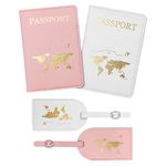 flintronic Passport Covers and Luggage Tags, 2 Pcs Baggage Labels + 2 Pcs Passport Holder, Leather Travel Accessories Identifier Tags & Card Holders