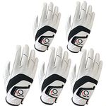 FINGER TEN Golf Gloves Men Right Hand Cabretta Leather Multipack All Weather Soft Value 5 Pcs, Golf Gloves Mens for Left Handed Golfer Rain Grip Comfortable (M, Right)