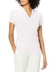 DKNY Women's Short Sleeve Side Ruche Shirt, White, XS