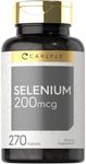 Selenium 200mcg | 270 Tablets | Vegetarian, Non-GMO & Gluten Free Supplement | by Carlyle