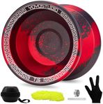 YOYOSTUDIO T16 Yoyo Professional Responsive Yoyos for Kids Beginner, Dual Purpose Tricks Yo yo for Adults, Unresponsive Yoyo Bearing with Removal Bearing Tool, 10 String, Case & Glove (Black and Red)
