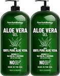 New York Biology Aloe Vera Gel for Face, Skin and Hair - Infused with Tea Tree Oil – From Fresh Aloe Vera Plant – Moisturizing Aloe Vera for Sunburn Relief and Dry Skin - 16.9 oz - Pack of 2