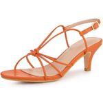 Allegra K Women's Strappy Slingback Kitten Heels Sandals Orange 6.5 UK/Label Size 8.5 US