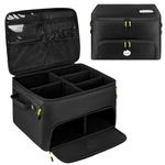 Jaffzora 3-Layer Golf Trunk Organizer, Golf Gifts for Men Women with Ventilated Compartment for 2 Pairs Shoes, Waterproof Car Golf Accessories Storage Bag, BLACK, Style A, Travel