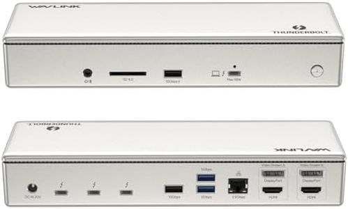 WAVLINK Thunderbolt 4 Dock with 100W Charging, Displaylink Docking Station Quad 4K@60Hz Monitor,3 Thunderbolt 4 Ports, 2.5G Ethernet, Thunderbolt Dock for Mac M1-M4 and PC,Displaylink Driver Required