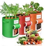 3 Pack Potato Grow Bags Vegetable Plant Growing Bags with Window Flap and Strap Handles Breathable Thickened Nonwoven Garden Planting Containers for Potato Tomato Carrot Vegetable Nursery (Mix color)