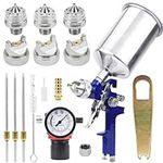 HVLP Gravity Feed Air Spray Gun: Mini Spray Gun with 1000CC Aluminum Cup 3 Nozzle 1.4MM 1.7MM 2.0MM Paint Sprayers a Air Pressure Regulator Airbrush Painting Tool Kit for Cars Wall Furniture