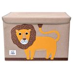 CLCROBD Foldable Kids Large Toy Chest with Flip-Top Lid, Collapsible Fabric Animal Toy Storage Organizer/Bin/Box/Basket/Trunk for Toddler, Children and Baby Nursery (Lion)