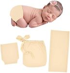 3PCS Baby Newborn Photo Props Wraps & Photography Blanket Set,DIY Newborn Stretch Wrapping Sack Buddy Diaper Cover Infant Photo Blanket Swaddle Photography Props Wraps for Baby Girl Boy (M)
